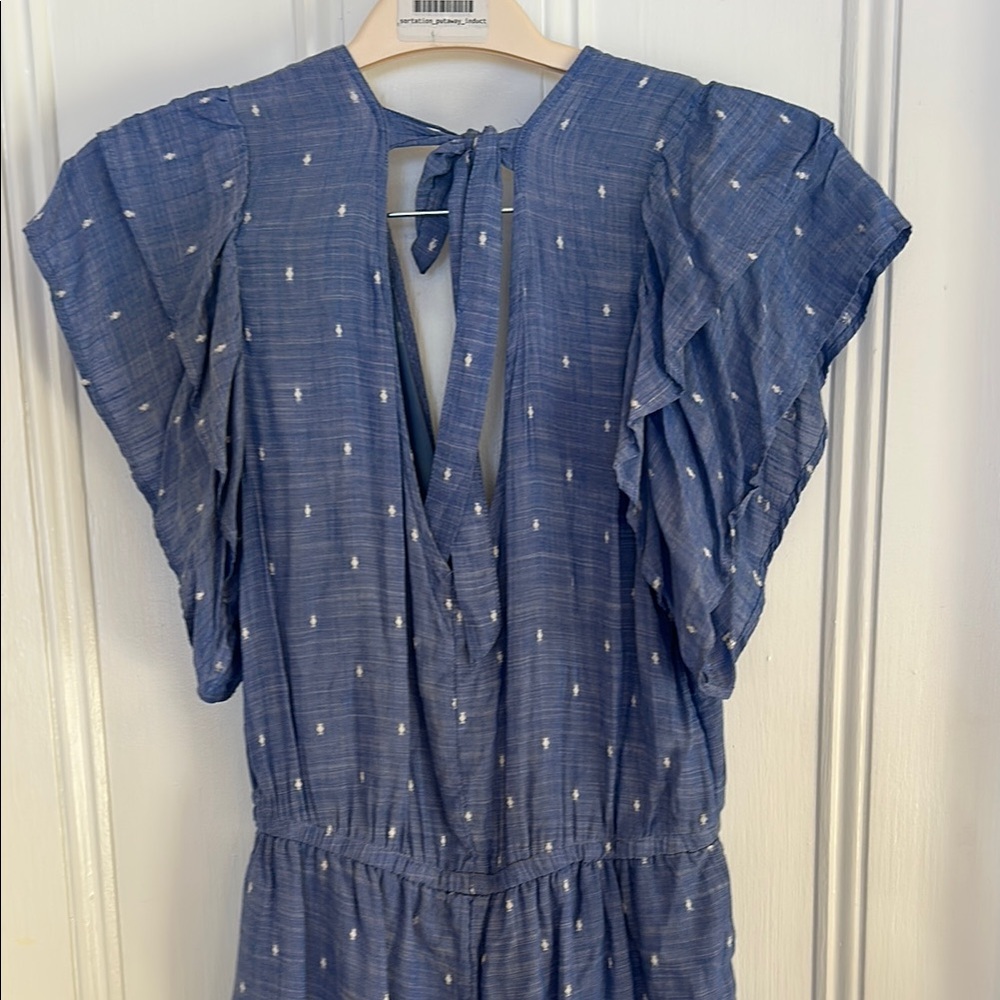Blue Ruffled Open-Back Dress - Picture 4 of 5